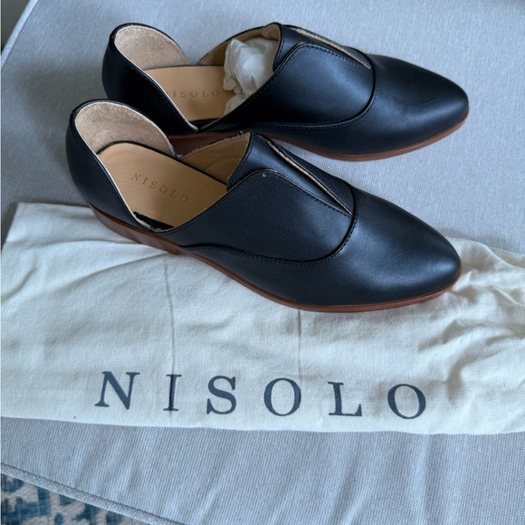 Nisolo Emma d’Orsay Oxfords Black Leather Loafers - Picture 3 of 7